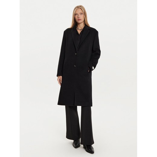 Calvin Klein Płaszcz wełniany K20K207701 Czarny Regular Fit ze sklepu MODIVO w kategorii Płaszcze damskie - zdjęcie 181113144