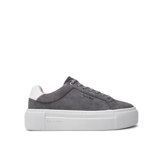 Calvin Klein Sneakersy Flatform Cup Lace Up W/Ml HW0HW02282 Szary ze sklepu MODIVO w kategorii Buty sportowe damskie - zdjęcie 181117421