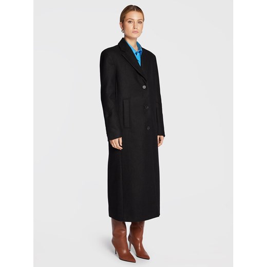 Remain Płaszcz wełniany Boyle Coat RM1487 Czarny Boxy Fit ze sklepu MODIVO w kategorii Płaszcze damskie - zdjęcie 181118580