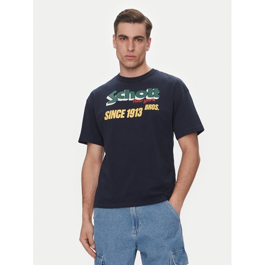 SCHOTT N.Y.C. T-Shirt TSTRAVIS Granatowy Regular Fit ze sklepu MODIVO w kategorii T-shirty męskie - zdjęcie 181131433