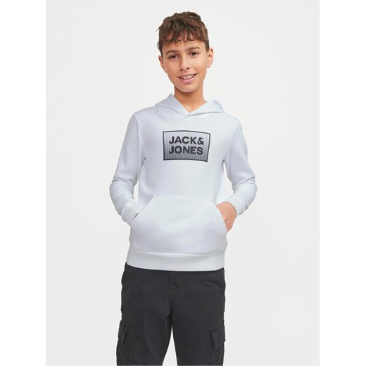 Jack&Jones Junior Bluza Steel 12249653 Biały Regular Fit ze sklepu MODIVO w kategorii Bluzy chłopięce - zdjęcie 181137712