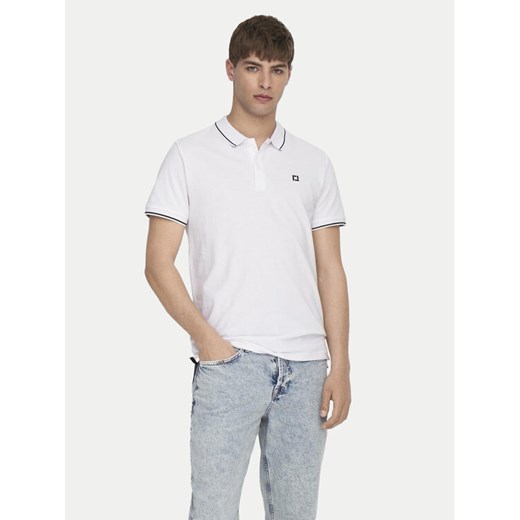 Only & Sons Polo Fletcher 22024827 Biały Regular Fit ze sklepu MODIVO w kategorii T-shirty męskie - zdjęcie 181137794