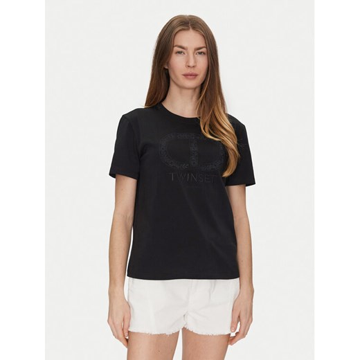 TWINSET T-Shirt 251TP2072 Czarny Regular Fit ze sklepu MODIVO w kategorii Bluzki damskie - zdjęcie 181158033