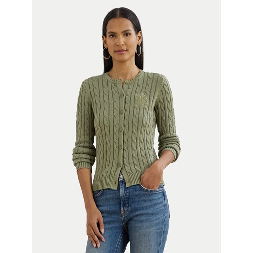LAUREN RALPH LAUREN Kardigan 200932225009 Zielony Slim Fit ze sklepu MODIVO w kategorii Swetry damskie - zdjęcie 181161972