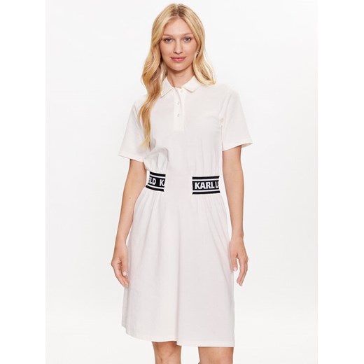 KARL LAGERFELD Sukienka codzienna 231W1351 Biały Regular Fit ze sklepu MODIVO w kategorii Sukienki - zdjęcie 181163261