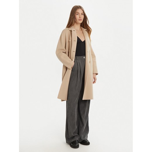 Weekend Max Mara Płaszcz wełniany Avenue 2515011021 Beżowy Regular Fit ze sklepu MODIVO w kategorii Płaszcze damskie - zdjęcie 181169174