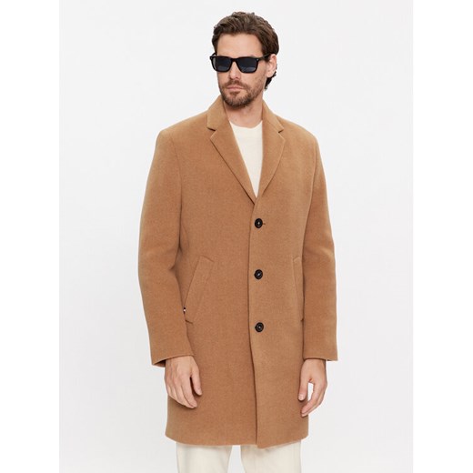 Tommy Hilfiger Płaszcz wełniany MW0MW32963 Brązowy Regular Fit ze sklepu MODIVO w kategorii Płaszcze męskie - zdjęcie 181173750