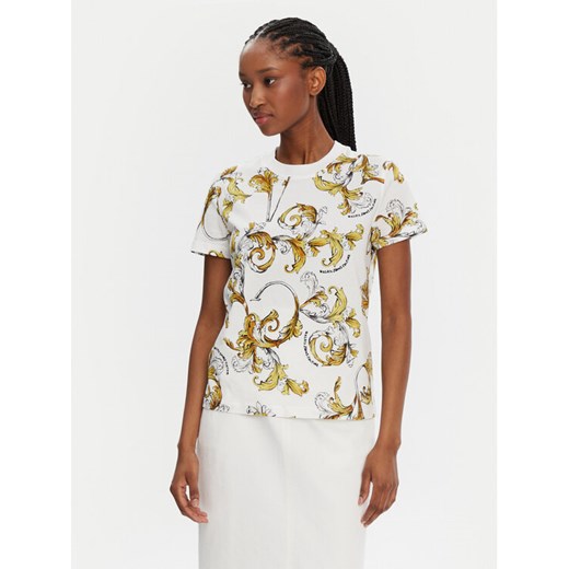 Versace Jeans Couture T-Shirt 78HAH613 Biały Regular Fit ze sklepu MODIVO w kategorii Bluzki damskie - zdjęcie 181184483