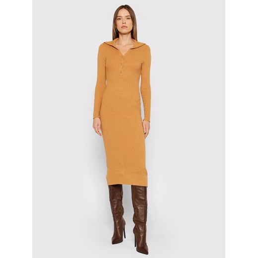 YAS Sukienka dzianinowa Cilla 26026459 Beżowy Slim Fit ze sklepu MODIVO w kategorii Sukienki - zdjęcie 181185670