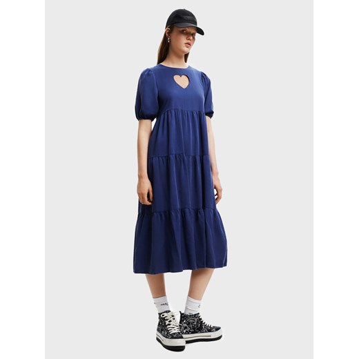 Desigual Sukienka codzienna Flora 22WWVW30 Granatowy Regular Fit ze sklepu MODIVO w kategorii Sukienki - zdjęcie 181192651