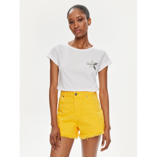 Sisley T-Shirt 3I1XL100Y Biały Slim Fit ze sklepu MODIVO w kategorii Bluzki damskie - zdjęcie 181194863