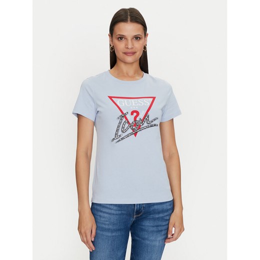 Guess T-Shirt Icon W4YI32 I3Z14 Niebieski Regular Fit ze sklepu MODIVO w kategorii Bluzki damskie - zdjęcie 181197712