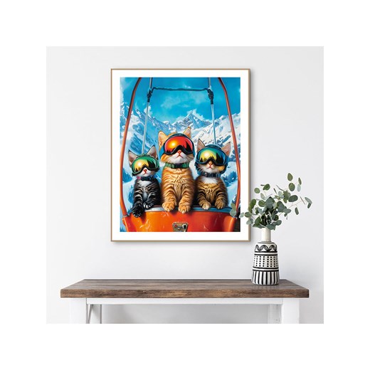 Orangewallz Druk artystyczny &quot;Cat Ski Lift&quot; w ramce ze sklepu Limango Polska w kategorii Obrazy - zdjęcie 181211984