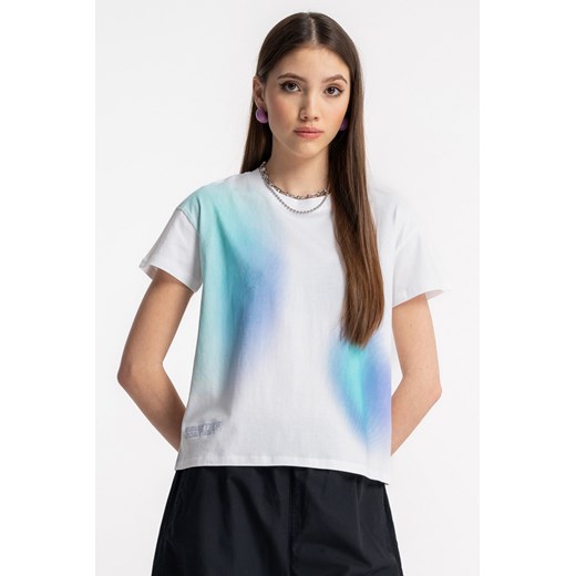 Biały t-shirt z kolorowym nadrukiem z przodu, kolor - biały, rozmiar - 140 ze sklepu REPORTER w kategorii Bluzki dziewczęce - zdjęcie 181213253