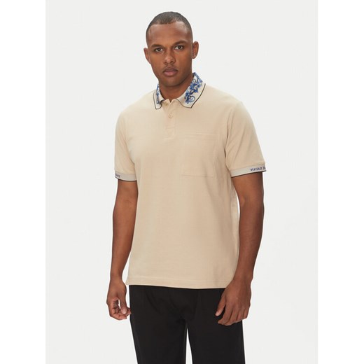 Versace Jeans Couture Polo 78GAGT04 Beżowy Regular Fit ze sklepu MODIVO w kategorii T-shirty męskie - zdjęcie 181219512