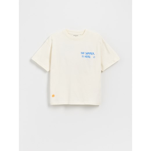 Reserved - Bawełniany t-shirt z nadrukiem - biały Reserved 146 (10 lat) Reserved