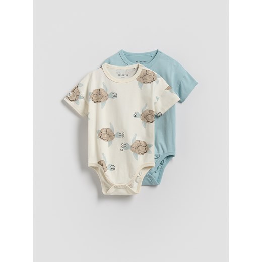 Reserved - Bawełniane body 2 pack - beżowy ze sklepu Reserved w kategorii Odzież dla niemowląt - zdjęcie 181221460