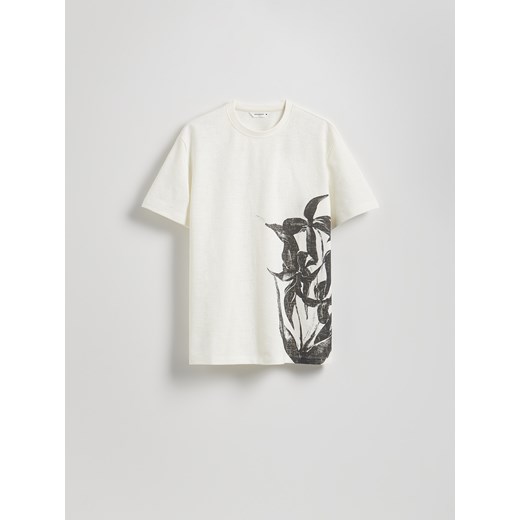 T-shirt męski biały Reserved z krótkim rękawem 