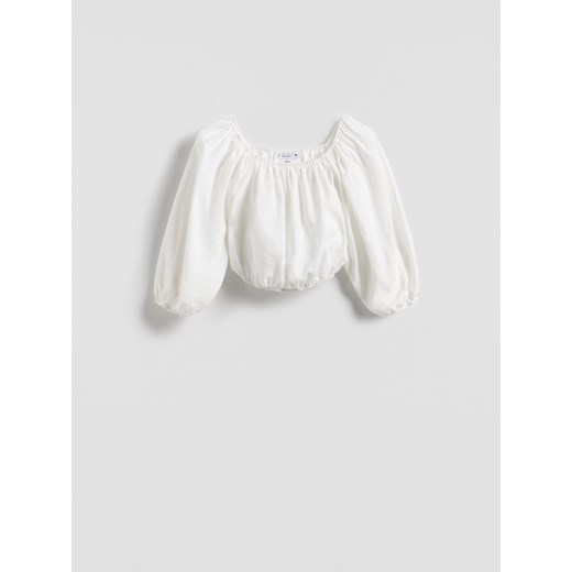 Bluzka damska Reserved z długim rękawem biała 