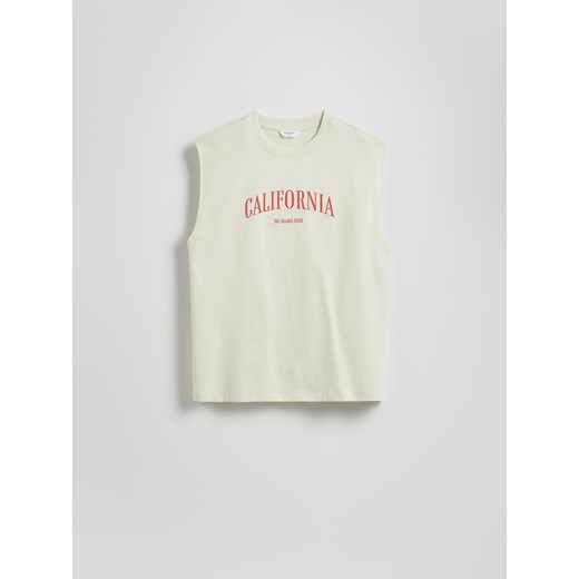 T-shirt męski biały Reserved z krótkim rękawem młodzieżowy 