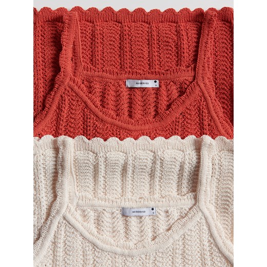 Reserved - Dzianinowy top na ramiączkach - kremowy Reserved M Reserved