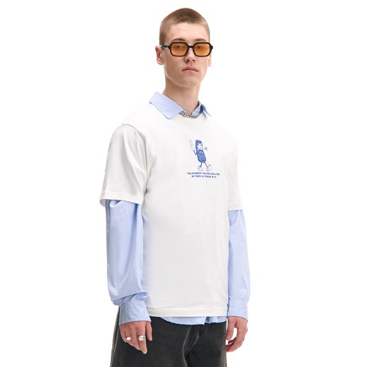 Cropp - Kremowy T-shirt z nadrukiem - kremowy ze sklepu Cropp w kategorii T-shirty męskie - zdjęcie 181222212