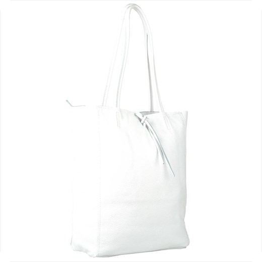 Torebka skórzana z zamkiem super lekka shopper xl biała ze sklepu melon.pl w kategorii Torby Shopper bag - zdjęcie 181222311