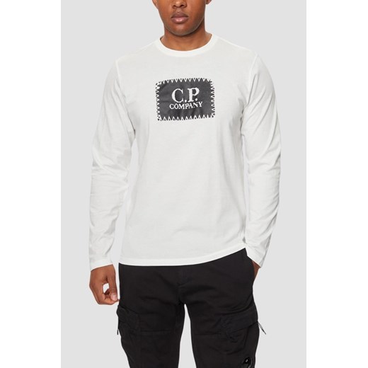 C.P. COMPANY Biały męski longsleeve, Rozmiar L ze sklepu outfit.pl w kategorii T-shirty męskie - zdjęcie 181222374
