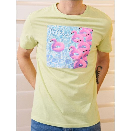 Sinsay - Koszulka z kolorowym letnim nadrukiem - zielony ze sklepu Sinsay w kategorii T-shirty męskie - zdjęcie 181223231