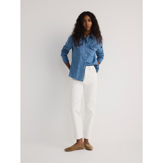 Reserved - Jeansy mom fit slim - złamana biel ze sklepu Reserved w kategorii Jeansy damskie - zdjęcie 181223990