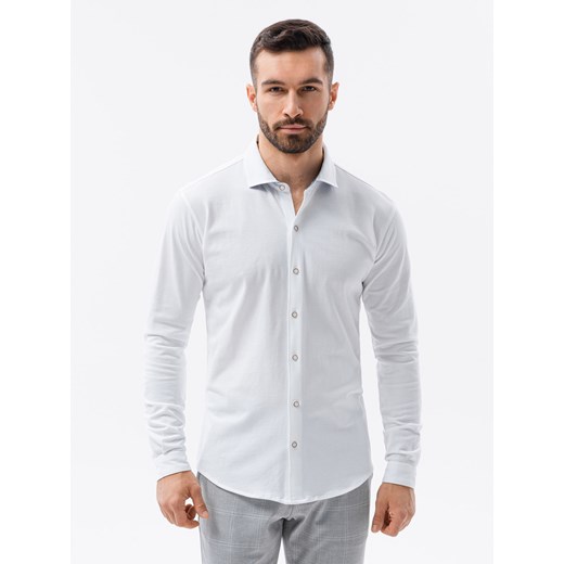 Koszula męska dzianinowa z długim rękawem - biała V1 K540 XXL promocja ombre