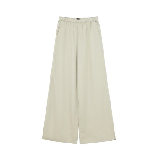 Cropp - Spodnie ze sztucznego jedwabiu - zielony Cropp 34 Cropp