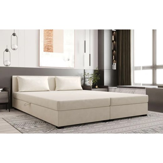 Kremowe welurowe łóżko dwuosobowe Fionis 4X - 3 rozmiary Elior One Size Edinos.pl
