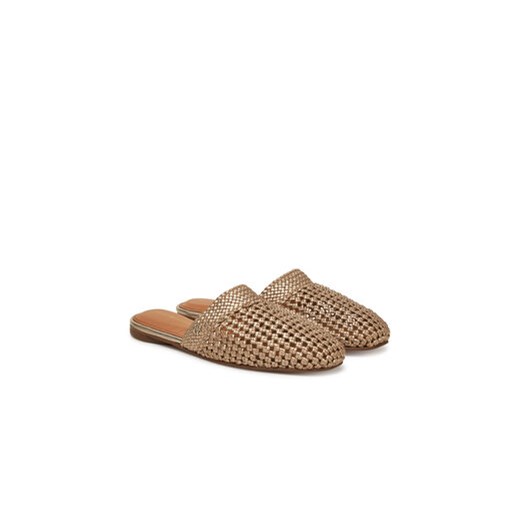Tommy Hilfiger Klapki Crochet Metallic Leather Mule FW0FW08606 Złoty Tommy Hilfiger 36 MODIVO