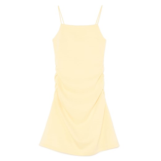 Cropp - Żółta sukienka mini z marszczeniami - żółty Cropp XS Cropp