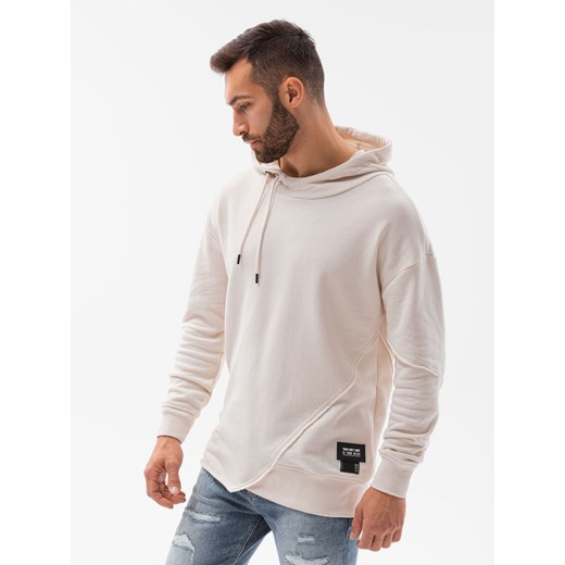Bluza męska hoodie z przeszyciami - kremowa V1 B1187 XXL wyprzedaż ombre
