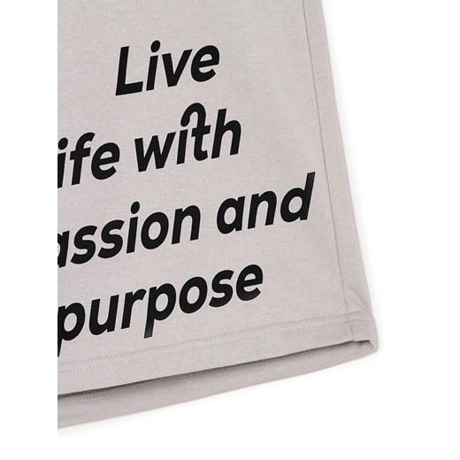 Cropp - Dresowe szorty z motywacyjnym sloganem - jasny szary Cropp M Cropp
