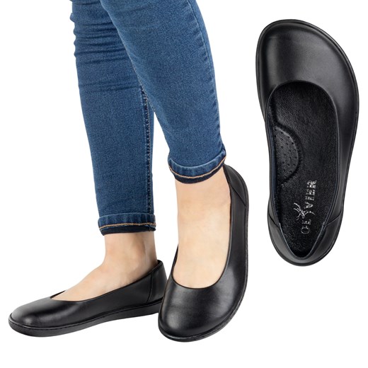 BAREFOOT Damskie CZÓŁENKA minimalistyczne wsuwane 1771POL czarne ze sklepu butyolivier w kategorii Półbuty damskie - zdjęcie 181235551