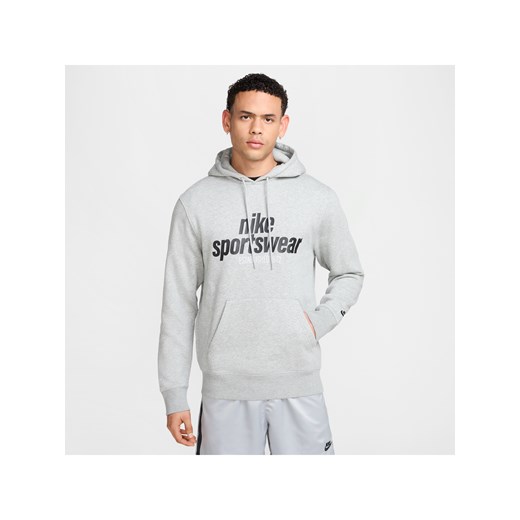Męska dzianinowa bluza z kapturem Nike Club - Szary ze sklepu Nike poland w kategorii Bluzy męskie - zdjęcie 181235703