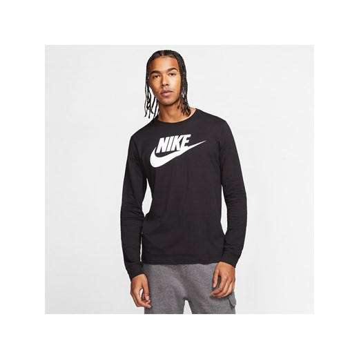 Męski T-shirt z długim rękawem Nike Sportswear - Czerń ze sklepu Nike poland w kategorii T-shirty męskie - zdjęcie 181235714