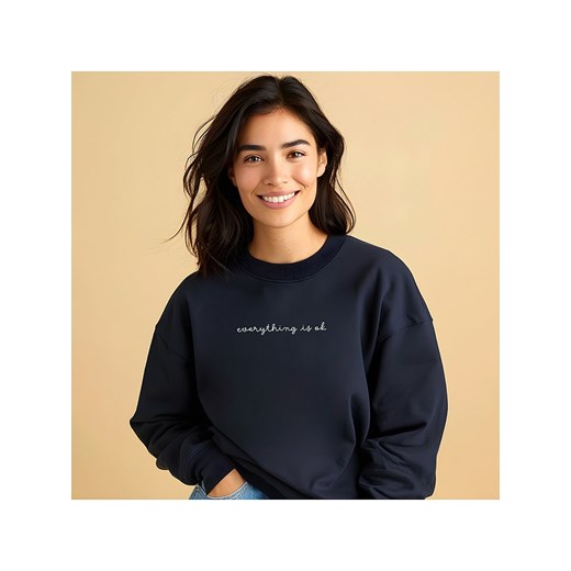 WOOOP Bluza &quot;Everything is okay&quot; w kolorze granatowym ze sklepu Limango Polska w kategorii Bluzy damskie - zdjęcie 181236371