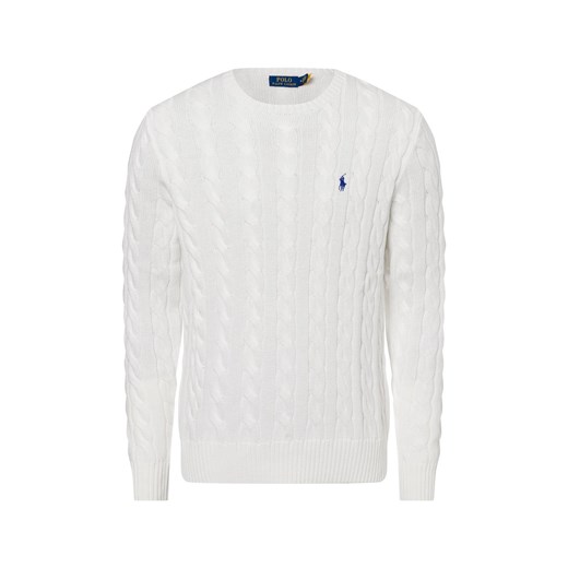 Polo Ralph Lauren Męski sweter Mężczyźni Bawełna écru jednolity ze sklepu vangraaf w kategorii Swetry męskie - zdjęcie 181239944
