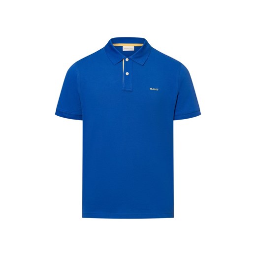 Gant Męska koszulka polo Mężczyźni Bawełna niebieski jednolity ze sklepu vangraaf w kategorii T-shirty męskie - zdjęcie 181239953