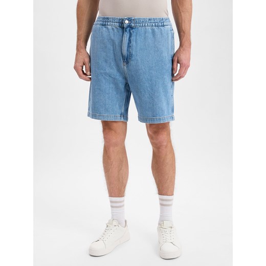 Calvin Klein Jeans Męskie dżinsowe szorty bermudy Mężczyźni Bawełna light stone jednolity ze sklepu vangraaf w kategorii Spodenki męskie - zdjęcie 181240060