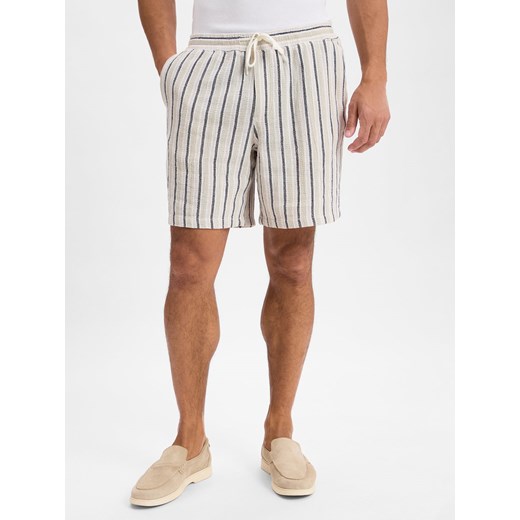 Jack & Jones Szorty - Jaiden Mężczyźni Bawełna beżowy w paski ze sklepu vangraaf w kategorii Spodenki męskie - zdjęcie 181240072