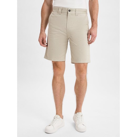 BOSS Orange Męskie szorty chino Mężczyźni beżowy wzorzysty ze sklepu vangraaf w kategorii Spodenki męskie - zdjęcie 181240084