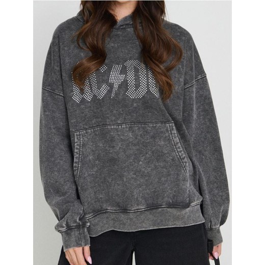 Sinsay - Bluza hoodie z efektem sprania AC/DC - czarny ze sklepu Sinsay w kategorii Bluzy damskie - zdjęcie 181241891