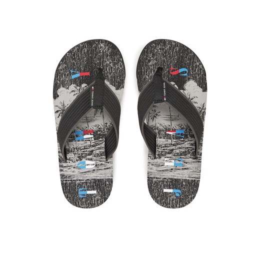 Japonki Tommy Jeans Tjm Elevated Beach Sandal EM0EM01561 Czarny ze sklepu eobuwie.pl w kategorii Klapki męskie - zdjęcie 181252284