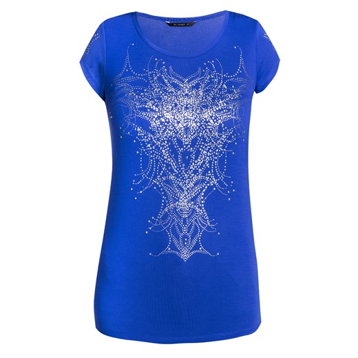 T-shirt z kryształkami e-monnari niebieski elegancki
