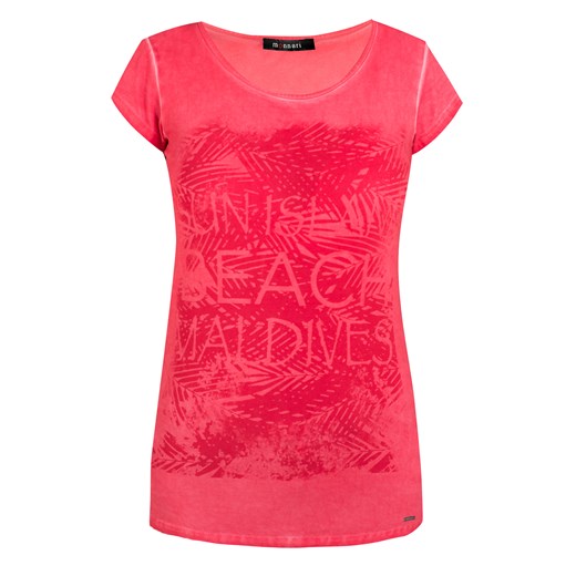 T-shirt z wakacyjnym nadrukiem e-monnari rozowy Bluzki bawełniane